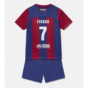 Barcelona Ferran Torres #7 Hjemmebanesæt Børn 2023-24 Kort ærmer (+ korte bukser)